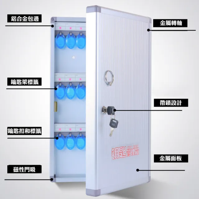 【QW家居】48位鋁合金鑰匙箱 升級加厚款 壁掛鑰匙管理箱(鑰匙收納 警衛室/停車/宿舍/飯店/民宿/旅館)