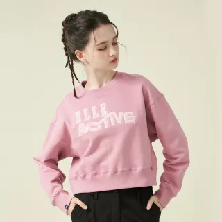 【ELLE ACTIVE】女款 大LOGO落肩短版長袖大學T-粉色(EA24A2W1401#72)