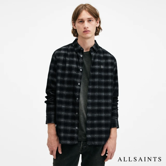 ALLSAINTS REID 公羊頭骨絲光短袖POLO衫-黑