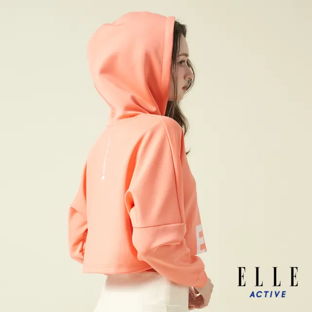 【ELLE ACTIVE】女款 短版連帽上衣-橘色(EA24A2W1405#64)