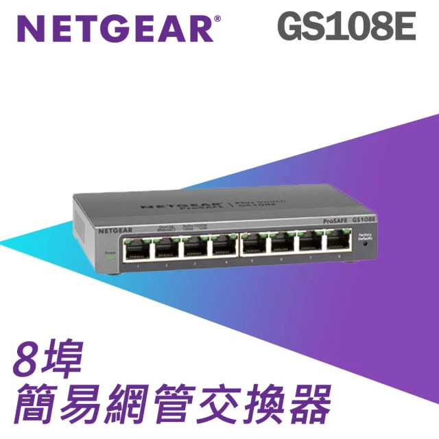 NETGEAR 3入組★8埠 Gigabit 簡易網管 金屬殼 網路交換器(GS108E)