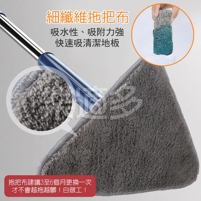 【樂適多】免手洗三角拖把組 1拖3布 MO7070(拖把 打掃工具 地板清潔 玻璃清潔)