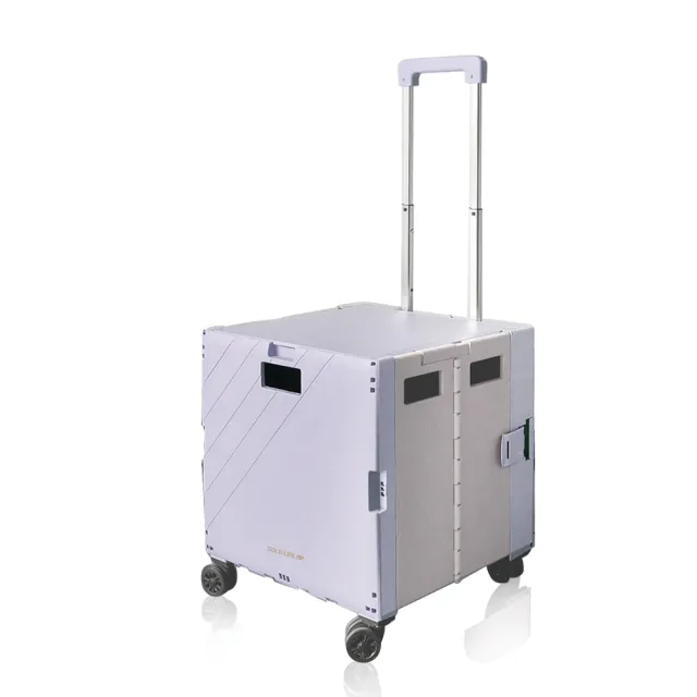 【GOLD LIFE】大+小 萬能好收納掀蓋式購物推車-2入(55L+30L / 折疊購物車 / 露營車)