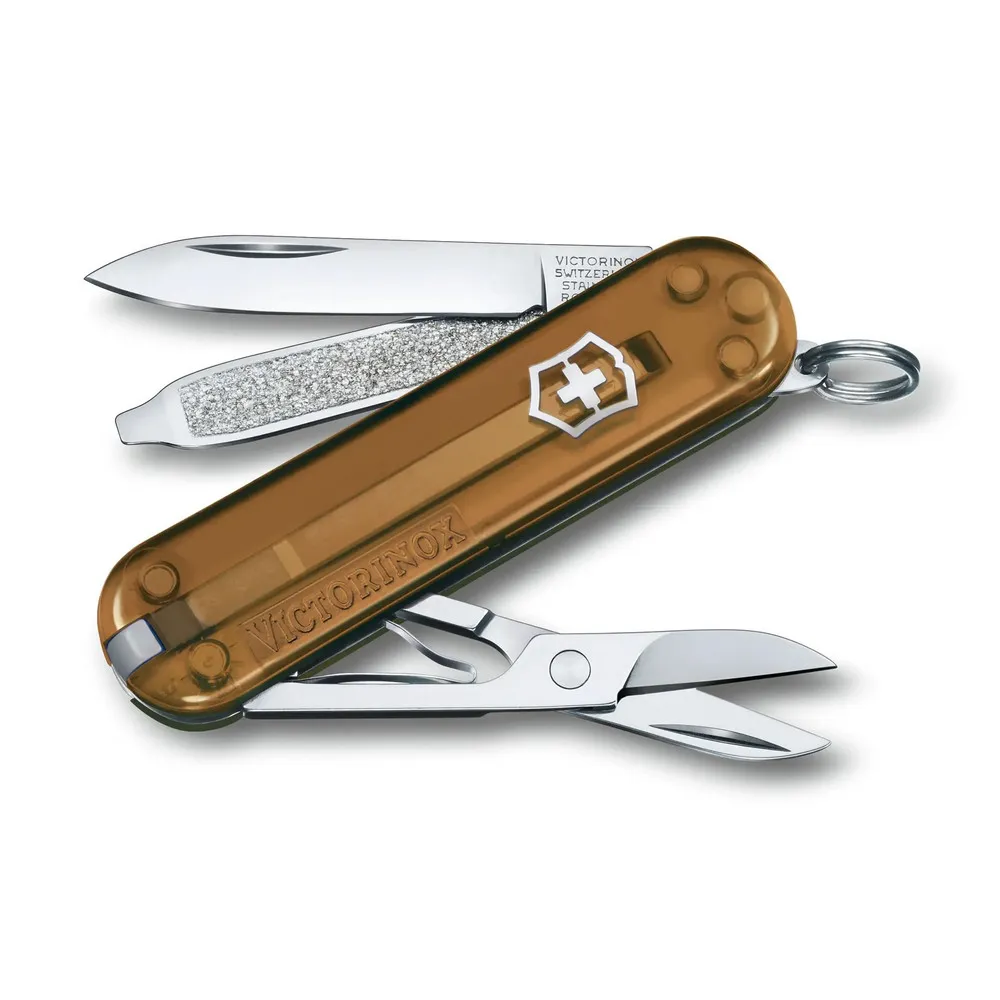 【VICTORINOX 瑞士維氏】Chocolate Fudge 經典7用瑞士刀款 58mm/ 透咖啡色(0.6223.T55G)