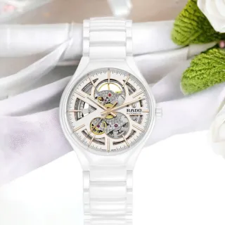 【Rado 雷達表】廣告款 True真我開芯鏤空機械錶 芯動白40㎜款 R01(R27106922)
