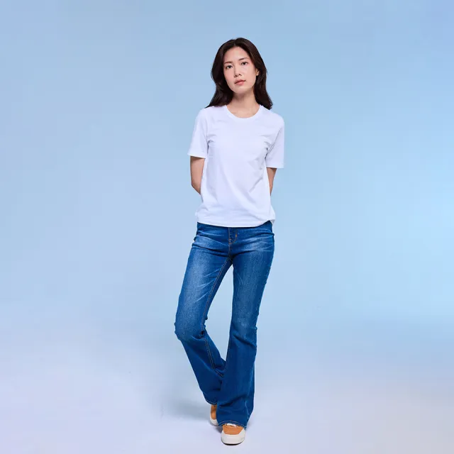 【Lee】女裝 牛仔褲 / 426 高腰修身彈性 喇叭褲型 中藍洗水(LB417118232)