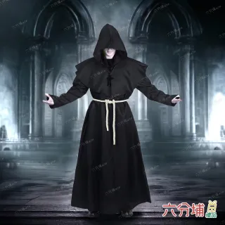 【六分埔禮品】萬聖節裝扮-大人修士袍(萬聖節裝扮服裝表演角色扮演黑色系長袍僧侶道士袍巫師袍牧師)