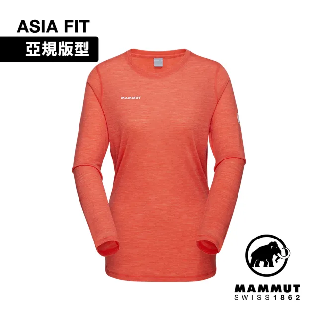 【Mammut 長毛象官方直營】Tree Wool FL Longsleeve AF 羊毛混紡快乾抗臭長袖T恤 蜜桃粉 女款 #1016-01710