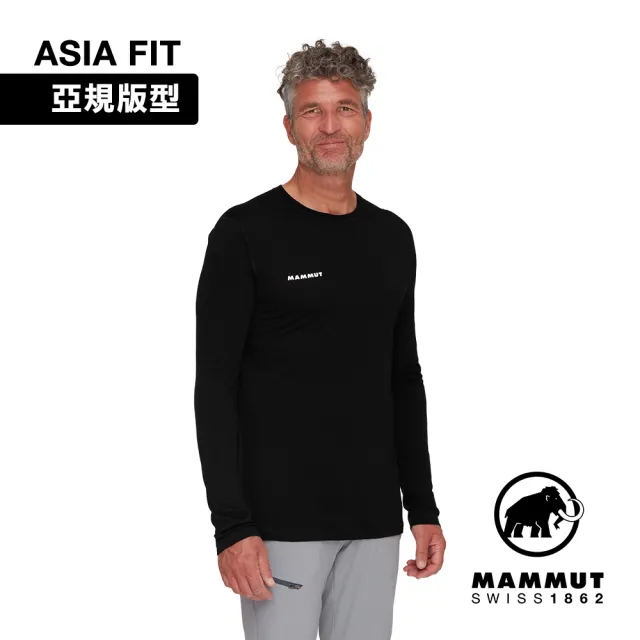 【Mammut 長毛象官方直營】Tree Wool FL Longsleeve AF 羊毛混紡快乾抗臭長袖T恤 黑色 男款 #1016-01720