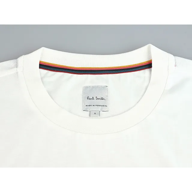 【Paul Smith】PAUL SMITH簡約草寫層次LOGO刺繡設計有機棉圓領短袖T恤(男款/白)