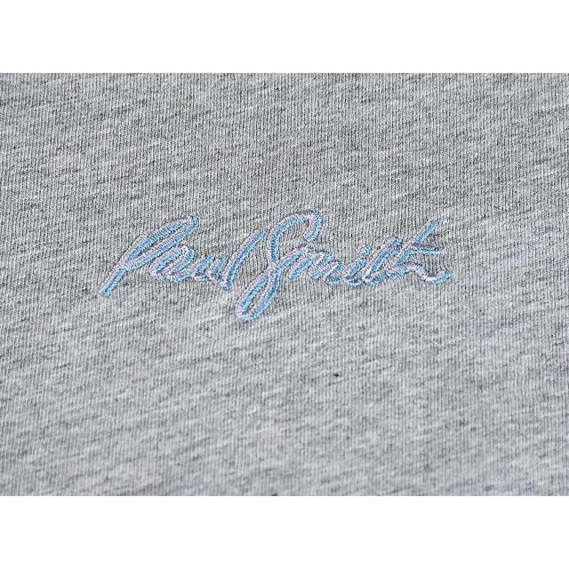 【Paul Smith】PAUL SMITH簡約草寫層次LOGO刺繡設計有機棉圓領短袖T恤(男款/灰)