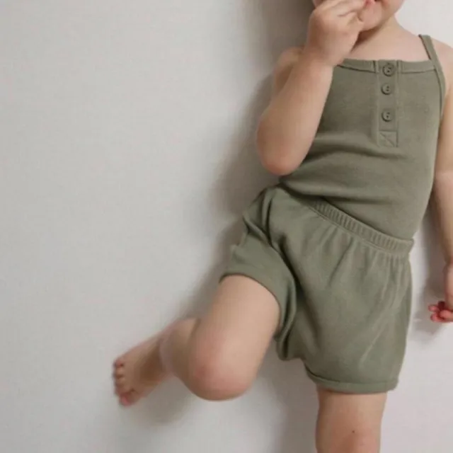 【橘魔法】純色華夫格居家服套裝(背心 內搭衣 短褲 褲子 中性款 中童 男童 女童 兒童 童裝)