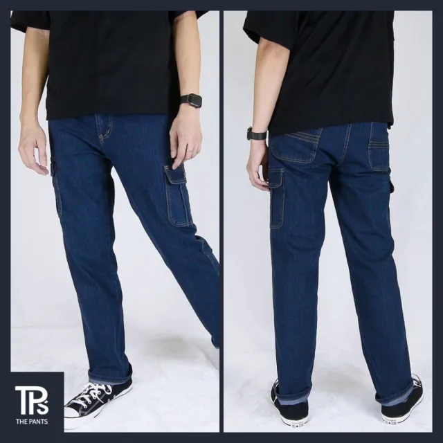 【THE PANTS 有件褲子】直筒牛仔側口袋工作長褲(經典側口袋工作褲 彈性牛仔褲)