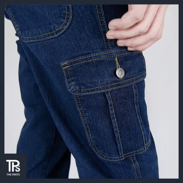 【THE PANTS 有件褲子】直筒牛仔側口袋工作長褲(經典側口袋工作褲 彈性牛仔褲)