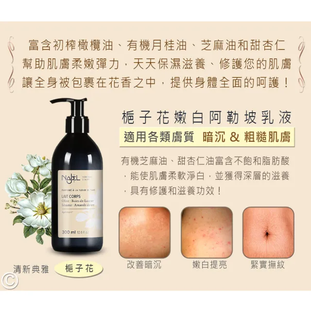 【法國NAJEL】阿勒坡經典花香保濕嫩白乳液300ml任選4入(茉莉花/梔子花)