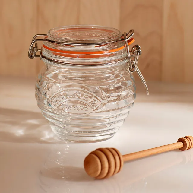 【KILNER】英國品牌蜂蜜玻璃密封罐附蜂蜜勺-400ml(買1送1)