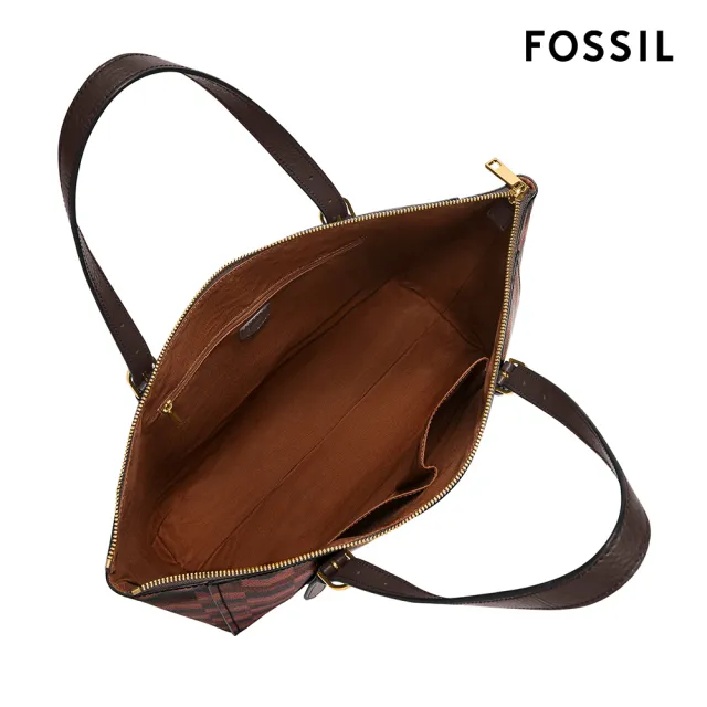 【FOSSIL 官方旗艦館】Carlie 托特包-棕色霓虹紋 ZB11088998