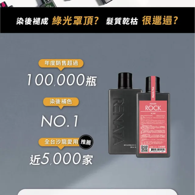 【RENATA 蕾娜塔】限量買250ml送50ml 16色全色系(ROCK彩染補色劑 補色洗髮 增色洗 矯色洗)