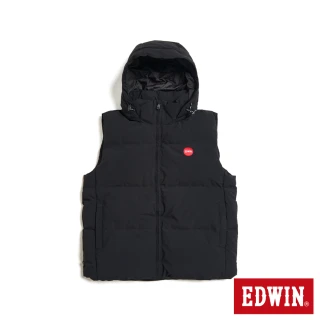 【EDWIN】男裝 連帽防寒背心(黑色)