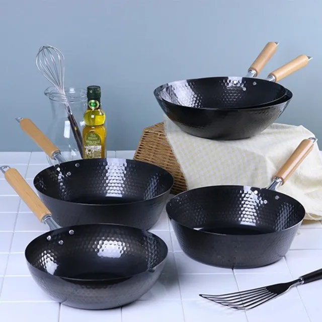 【新潟嚴選】日本製 極輕量槌目紋深型鐵炒鍋 30cm IH爐可用鍋(不挑爐具 燕三條鐵鍋)