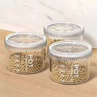 【Dagebeno荷生活】透明材質大開口可疊加保鮮罐 密封防潮圓形食材儲物罐(小號3入)