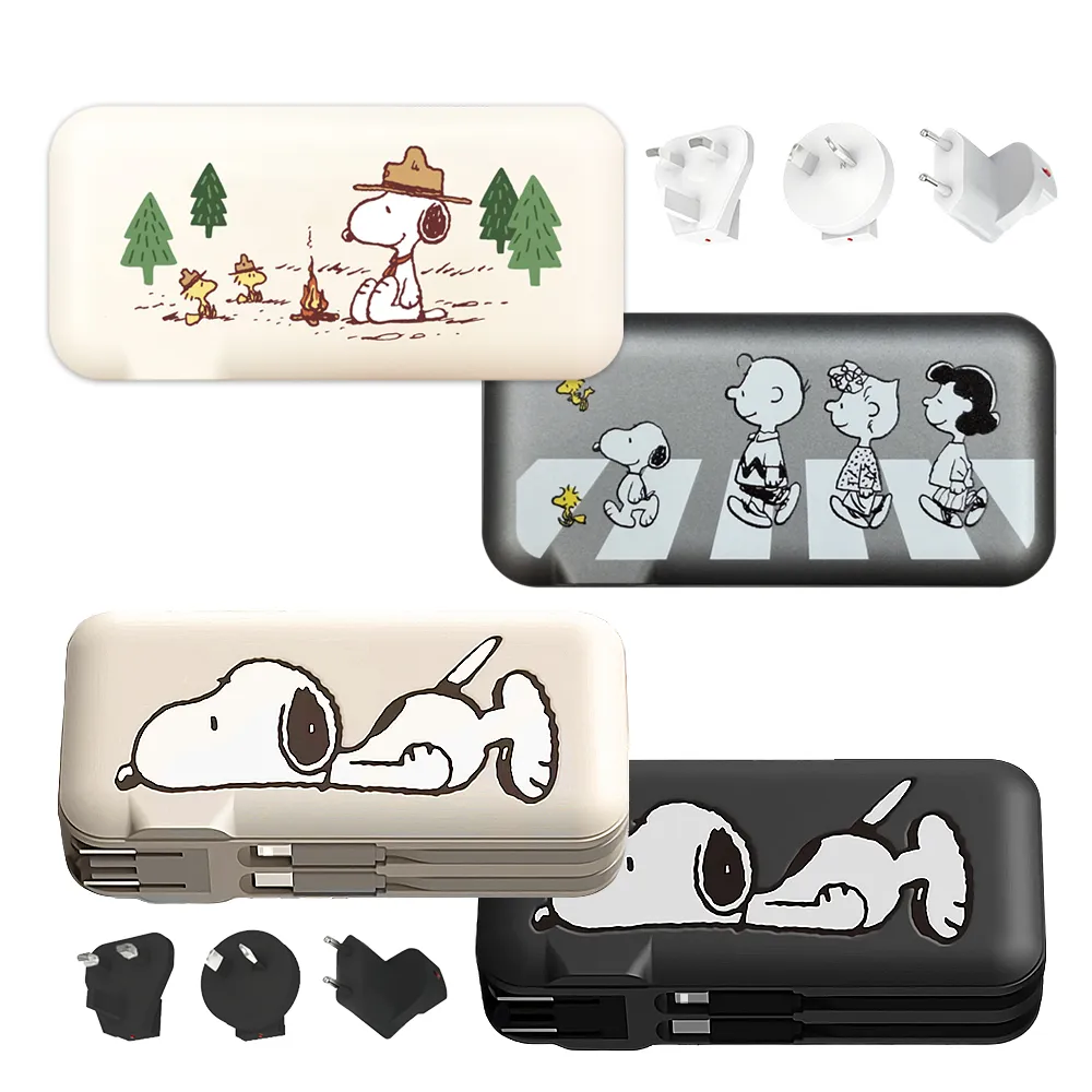 【SNOOPY 史努比】PSN-136 12000mAh  萬國充自帶線行動電源(附萬國插頭組/CL雙線)