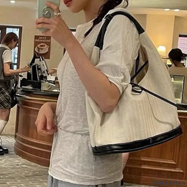 【Porabella】簡約休閒 復古拼接帆布托特包 ins風 送女友 情人節禮物首選 Backpack Bags