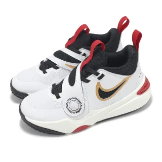 【NIKE 耐吉】籃球鞋 Team Hustle D 11 PS 中童 白 黑 金 童鞋 魔鬼氈 運動鞋(DV8994-104)