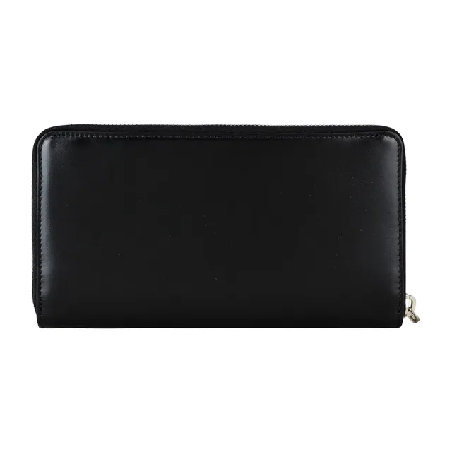 【YSL】YSL Classic經典銀字LOGO光滑小牛皮拉鍊長夾(黑)
