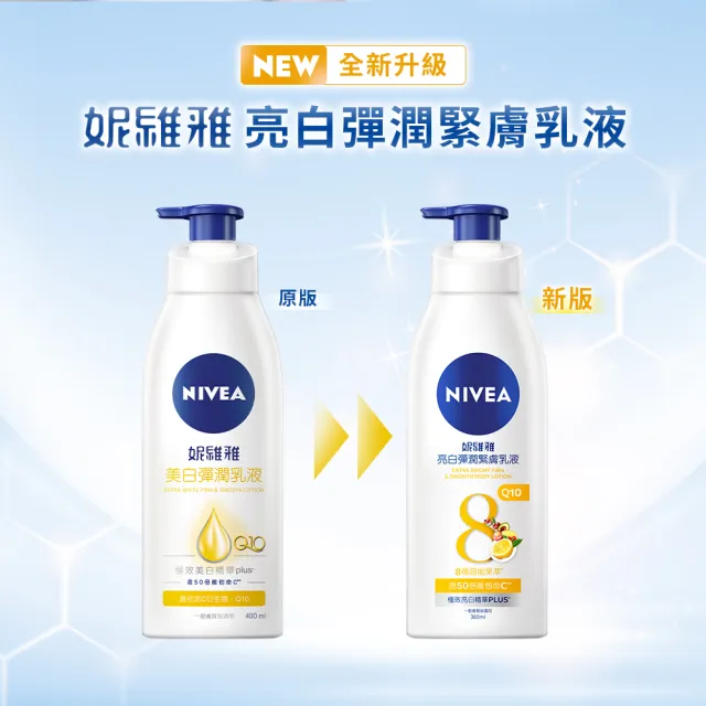 【NIVEA 妮維雅】亮白極致嫩膚乳液400ml/美白彈潤乳液380mlx3入(No.1 美白身體乳)