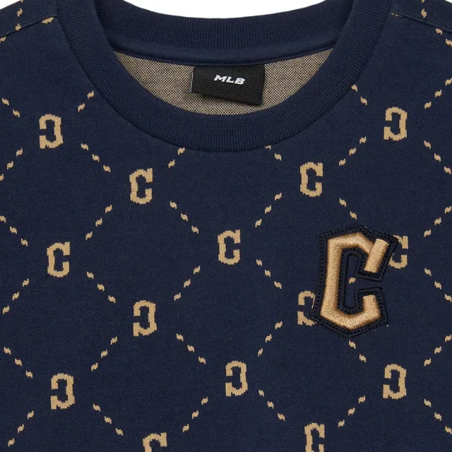 【MLB】童裝 大學T Monogram系列 克里夫蘭守護者隊(7AMTMD144-45NYS)