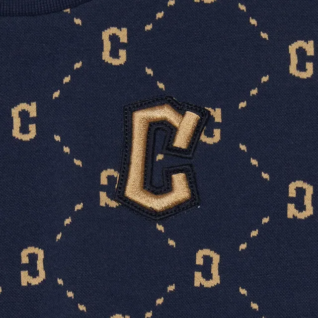 【MLB】童裝 大學T Monogram系列 克里夫蘭守護者隊(7AMTMD144-45NYS)