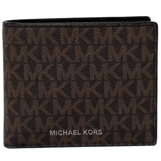 【Michael Kors】MK燙銀LOGO防刮皮革零錢袋男短夾/男皮夾 男生皮夾(多色任選)