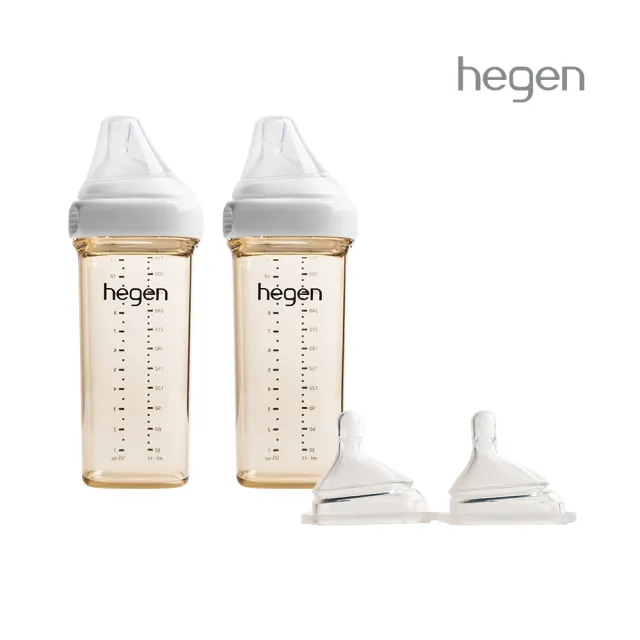 【hegen】總代理｜奶瓶奶嘴組(330ml雙瓶+奶嘴兩入組)