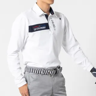 【LE COQ SPORTIF 公雞】高爾夫系列 男款白色吸濕速乾抗UV基本款長袖POLO衫QGU2J100
