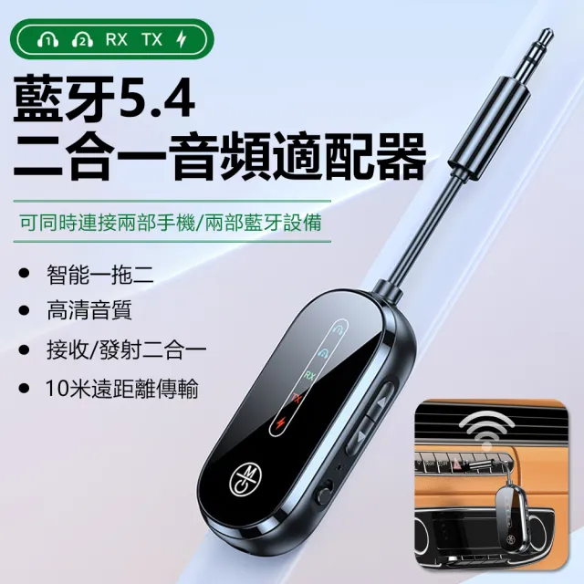 【Nil】C83Pro 二合一藍牙5.4音頻接收器 車載音響無線發射器 車家兩用 電視電腦耳機MP3適配器