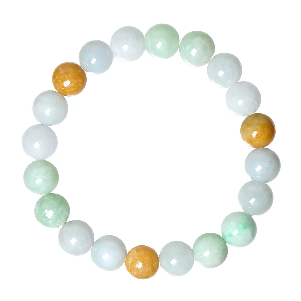 【正佳珠寶】翡翠 福祿壽三彩 8.8-9.3mm 天然A貨翡翠 緬甸玉翡翠手珠｜日本彈力繩