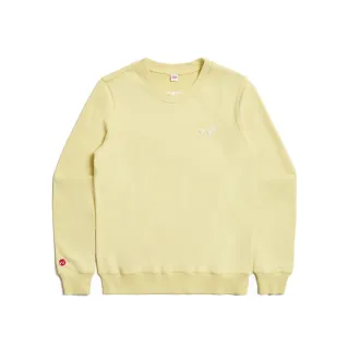 【EDWIN】女裝 小W刺繡印花厚長袖T恤(淺黃色)