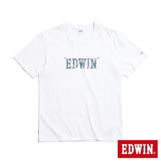 【EDWIN】男裝 牛仔布LOGO短袖T恤(白色)