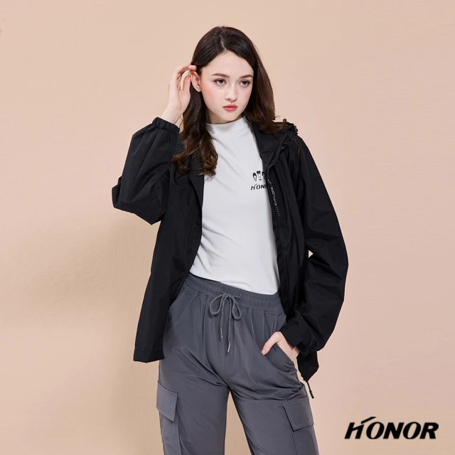 HONOR 山形屋 時尚機能衝鋒連帽外套-黑/紅