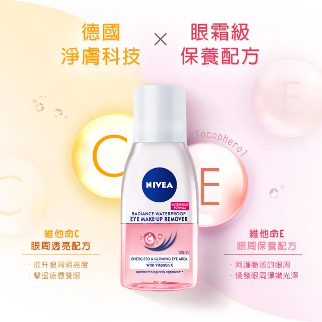 【NIVEA 妮維雅】極淨深層/透亮眼部卸妝液125mlx4入(5秒潔淨藍眼卸/粉眼卸 敏感肌適用)