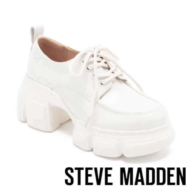 steve madden TWRITA 鋸齒厚底綁帶樂福鞋(白色)