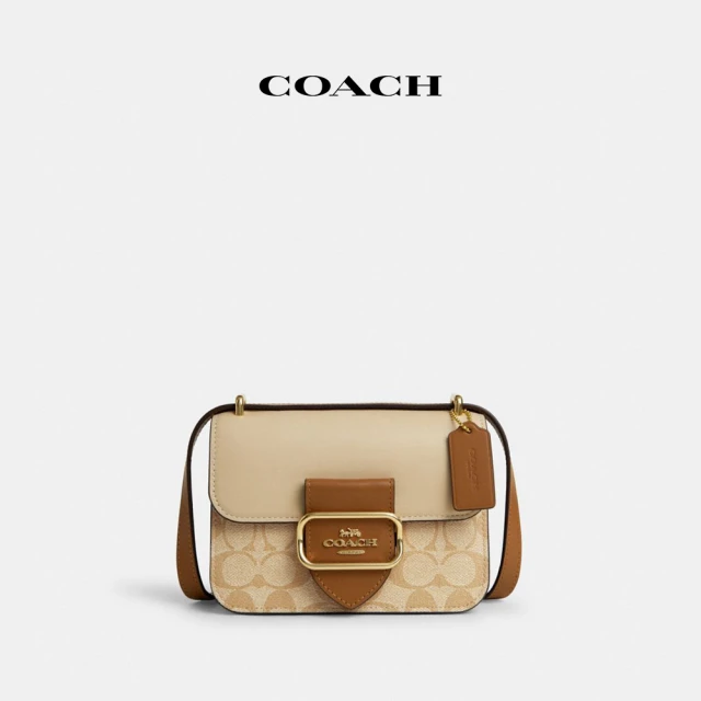 COACH 拼色經典LogoMORGAN方形斜背包-IM/淺卡其色/卡其色 混合色(CR329)