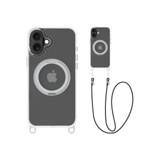 【Philips 飛利浦】iPhone 16系列 高透磁吸旋轉支架防摔保護殼-含可置換掛繩組(支援MagSafe磁吸)