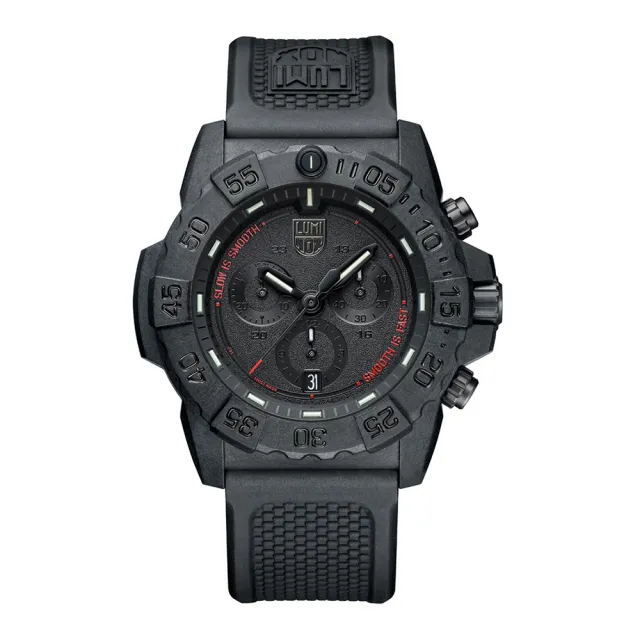 【LUMINOX 雷明時】NAVY SEAL CHRONO海豹三眼計時腕錶 瑞士錶(純黑 3581.SIS)