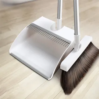 【家適通】長刮齒磁吸站立掃把組 基本款(磁吸掃把/掃除用具/掃具/刮毛畚箕/掃把畚斗組)