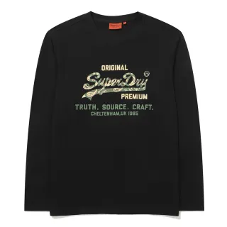 【Superdry】韓版 中性款 男女適穿 大學T 長Tee Regular Fit Paisley(黑)