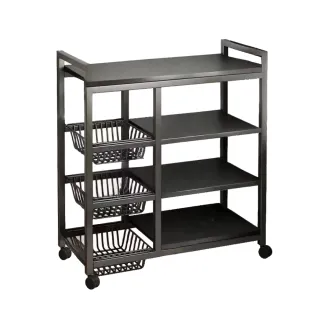 【居家cheaper】四板三籃KC電器置物架KC8032-4BK(推車/廚房架/書架/玩具架/置物架/收納架/鐵架/層架)