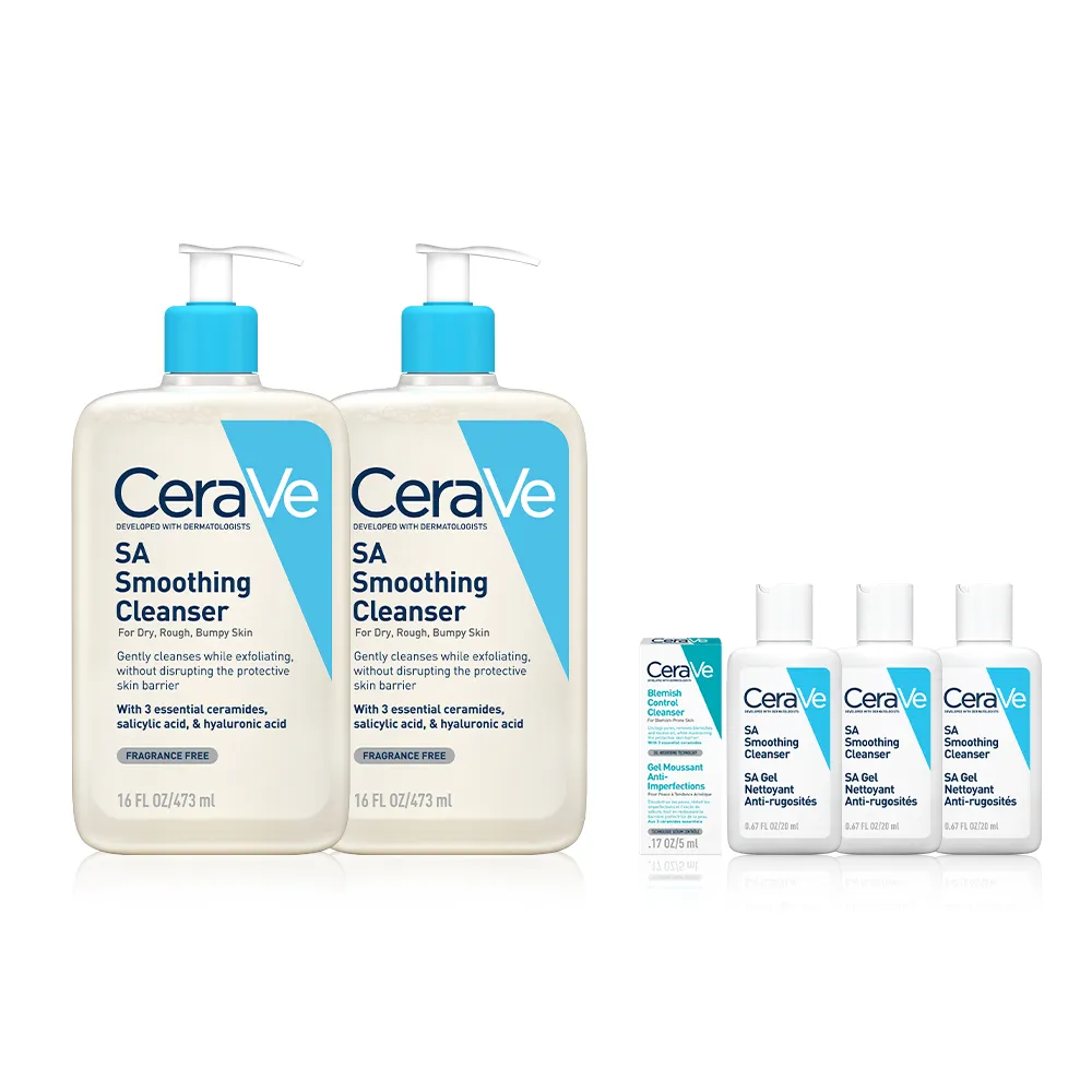 【CeraVe 適樂膚】粗糙顆粒肌囤貨組★水楊酸煥膚淨嫩潔膚露 473ml x2_E(改善乾燥粗糙顆粒)