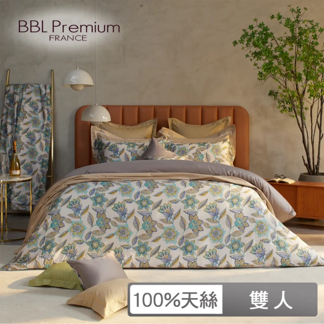 BBL Premium 100%天絲印花床包被套組-曼菲斯莊園-孔雀花(雙人)